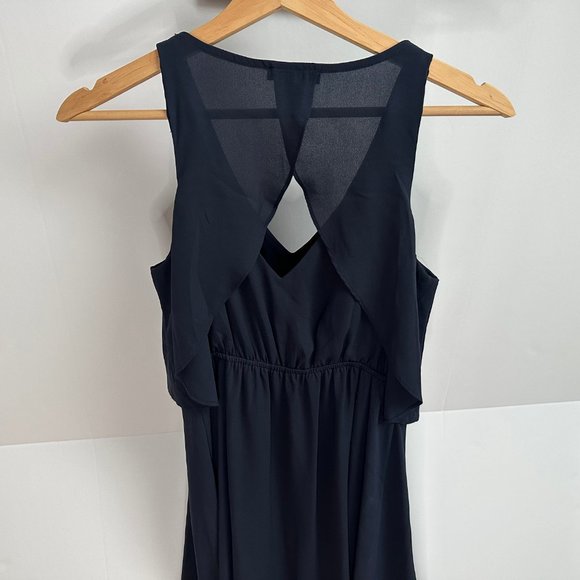 Metaphor Chiffon Cinch Waist Open Back High Low Navy Dress Size XS - Picture 3 of 3